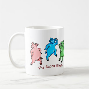 Funny Pigs Dansend "The Bacon Sizzle" Colorful Koffiemok