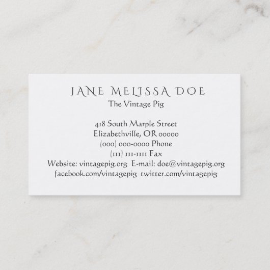 Funny Pigs Two-Sided Visitekaartje (Achterkant)