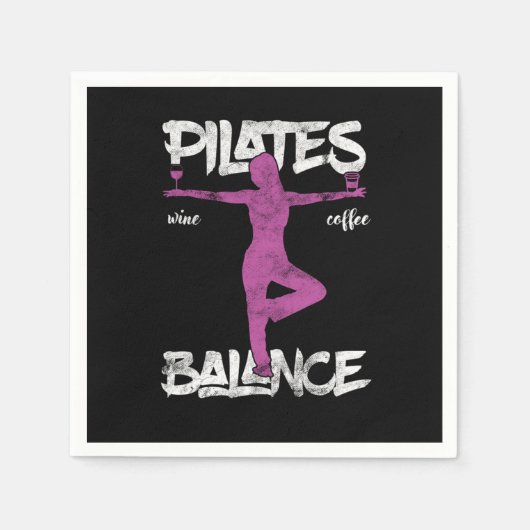 Funny Pilates Balancing Yoga Fitness Wine Drinker  Servet (Voorkant)