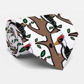 Funny Pileated Woodpecker Cartoon Stropdas (Opgerold)
