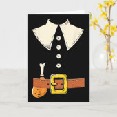 Funny Pilgrim Costume Turkey Leg Thanksgiving Than Kaart (Gele Bloem)
