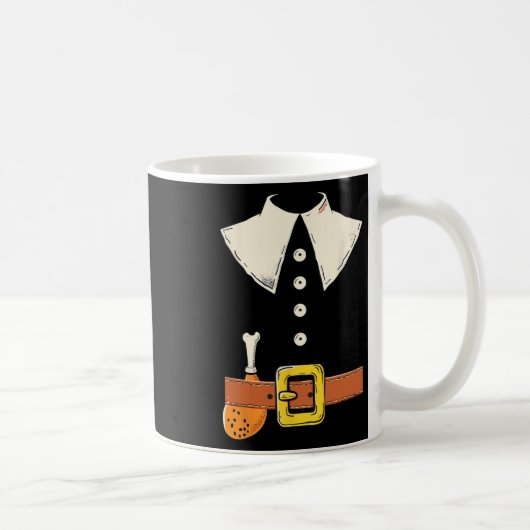 Funny Pilgrim Costume Turkey Leg Thanksgiving Than Koffiemok (Rechts)