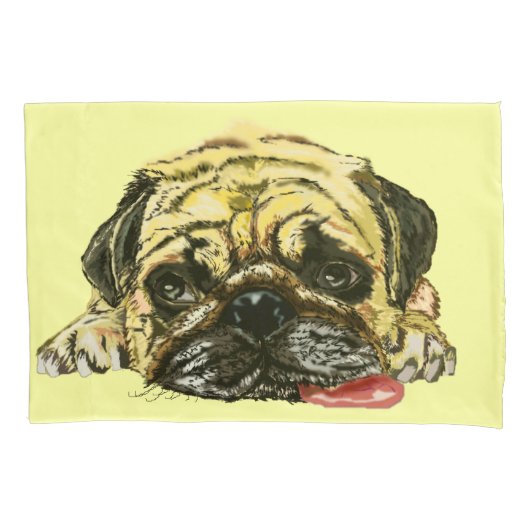 Funny Pillow Hoesje met Pug Dog - Aangepaste kleur Kussensloop (Voorkant)