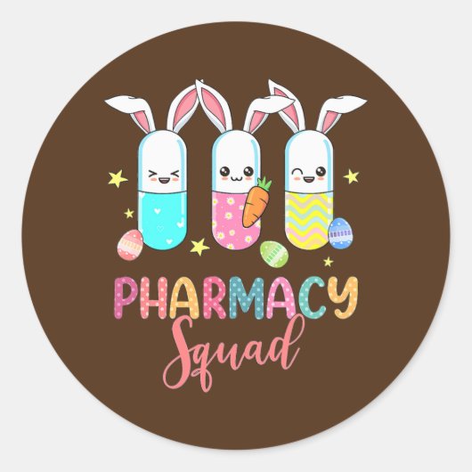 Funny Pills Bunny Pharmacy Squad Pharmacist Life Ronde Sticker (Voorkant)