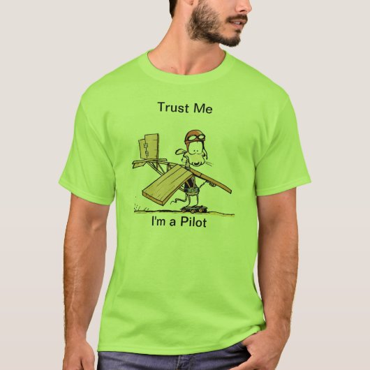 Funny Pilot Cartoon T-shirt (Voorkant)