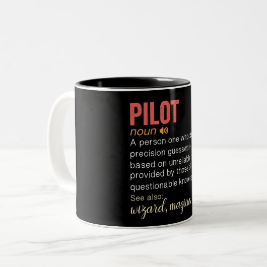 Funny Pilot Definition Tweekleurige Koffiemok (Voorkant links)