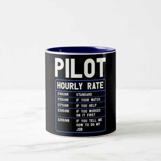Funny Pilot Hourly Rate Tweekleurige Koffiemok (Center)