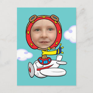 Funny Pilot Photo Face Sjabloon Briefkaart