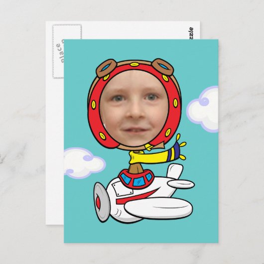 Funny Pilot Photo Face Sjabloon Briefkaart (Voorkant / Achterkant)