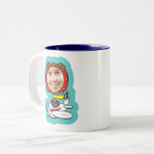 Funny Pilot Photo Face Sjabloon Tweekleurige Koffiemok (Voorkant links)