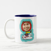 Funny Pilot Photo Face Sjabloon Tweekleurige Koffiemok (Links)