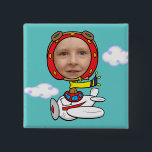 Funny Pilot Photo Face Sjabloon Vierkante Button 5,1 Cm<br><div class="desc">Grappige cartoon vliegtuigpiloot met het gezicht uitgesneden zodat u uw eigen foto kunt toevoegen. Maakt een geweldig cadeau!</div>