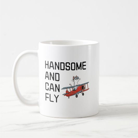 Funny Pilot Quote Handsome and Can Fly Aviator  Koffiemok (Links)