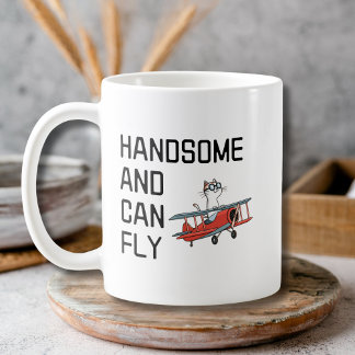 Funny Pilot Quote Handsome and Can Fly Aviator  Koffiemok