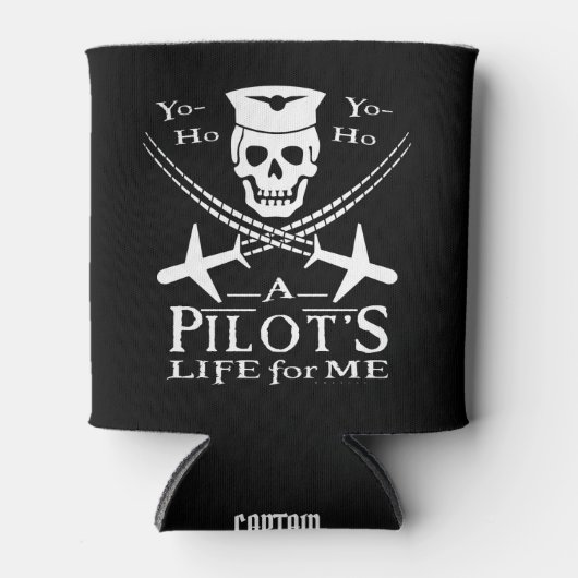 Funny Pilot Skull Airplanes Pirate Humor | Aangepa Blikjeskoeler (Voorkant)