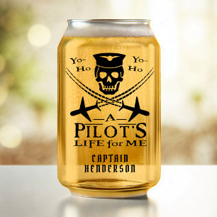 Funny Pilot Skull Airplanes Pirate Humor   Aangepa Blikvorm Glas