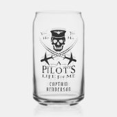 Funny Pilot Skull Airplanes Pirate Humor | Aangepa Blikvorm Glas (Voorkant)
