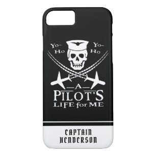 Funny Pilot Skull Airplanes Pirate Humor   Aangepa iPhone 8/7 Hoesje