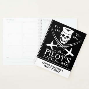 Funny Pilot Skull Airplanes Pirate Humor Aangepa Planner
