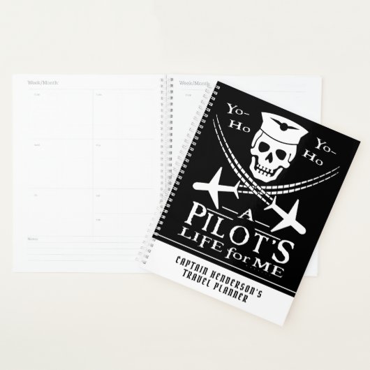 Funny Pilot Skull Airplanes Pirate Humor | Aangepa Planner (Display)