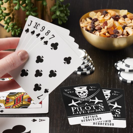 Funny Pilot Skull Airplanes Pirate Humor | Aangepa Pokerkaarten (Insitu)