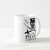 Funny Pilot Skull Cross Airplanes Pirate Humor Bk Koffiemok (Voorkant rechts)