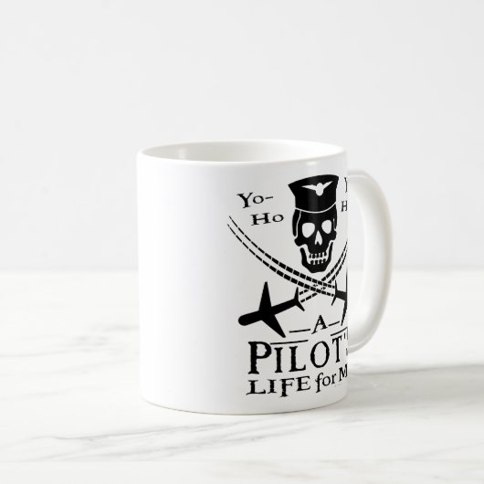 Funny Pilot Skull Cross Airplanes Pirate Humor Bk Koffiemok (Voorkant rechts)