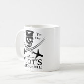 Funny Pilot Skull Cross Airplanes Pirate Humor Bk Koffiemok (Voorkant links)