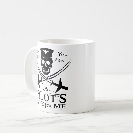 Funny Pilot Skull Cross Airplanes Pirate Humor Bk Koffiemok (Voorkant links)