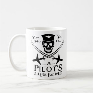 Funny Pilot Skull Cross Airplanes Pirate Humor Bk Koffiemok
