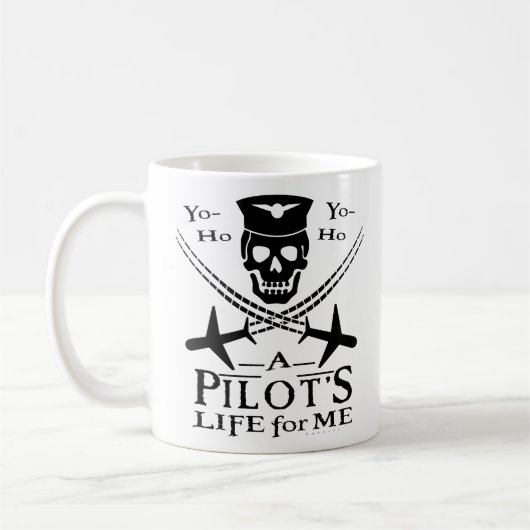 Funny Pilot Skull Cross Airplanes Pirate Humor Bk Koffiemok (Links)