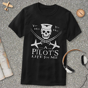 Funny Pilot Skull Cross Airplanes Pirate Humor Dk T-shirt