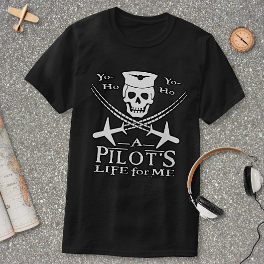 Funny Pilot Skull Cross Airplanes Pirate Humor Dk T-shirt