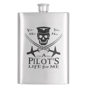 Funny Pilot Skull Cross Airplanes Pirate Humor Flacon