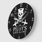 Funny Pilot Skull Cross Airplanes Pirate Humor Grote Klok (Hoek)