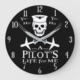 Funny Pilot Skull Cross Airplanes Pirate Humor Grote Klok