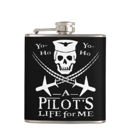 Funny Pilot Skull Cross Airplanes Pirate Humor Heupfles