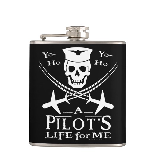 Funny Pilot Skull Cross Airplanes Pirate Humor Heupfles (Voorkant)