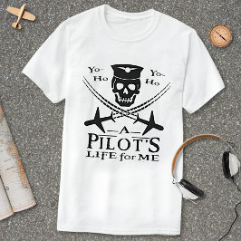 Funny Pilot Skull Cross Airplanes Pirate Humor Lt T-shirt