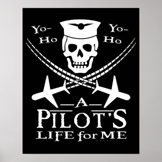 Funny Pilot Skull Cross Airplanes Pirate Humor Poster (Voorkant)