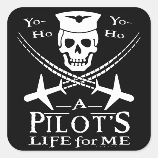 Funny Pilot Skull Cross Airplanes Pirate Humor Vierkante Sticker (Voorkant)