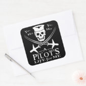 Funny Pilot Skull Cross Airplanes Pirate Humor Vierkante Sticker (Envelop)