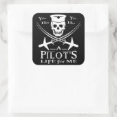 Funny Pilot Skull Cross Airplanes Pirate Humor Vierkante Sticker (Tas)