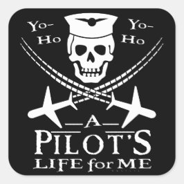 Funny Pilot Skull Cross Airplanes Pirate Humor Vierkante Sticker