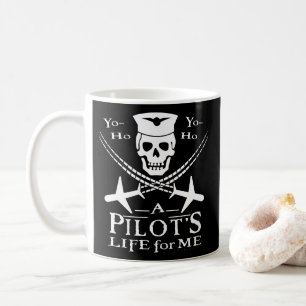 Funny Pilot Skull Cross Airplanes Pirate Humor Wh Koffiemok