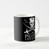 Funny Pilot Skull Cross Airplanes Pirate Humor Wh Koffiemok (Voorkant rechts)
