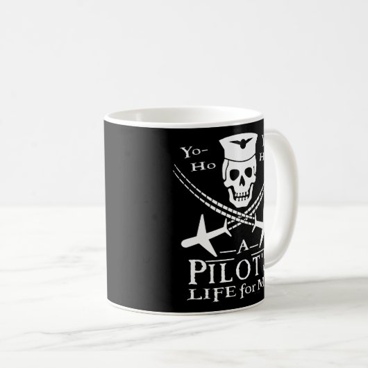 Funny Pilot Skull Cross Airplanes Pirate Humor Wh Koffiemok (Voorkant rechts)