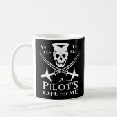 Funny Pilot Skull Cross Airplanes Pirate Humor Wh Koffiemok (Links)