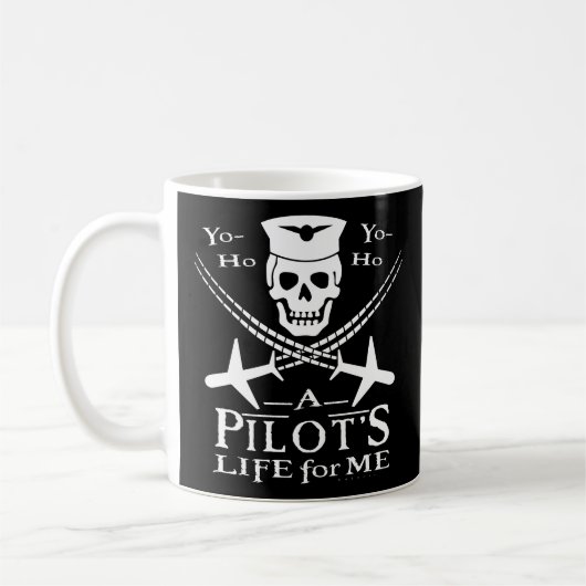 Funny Pilot Skull Cross Airplanes Pirate Humor Wh Koffiemok (Links)