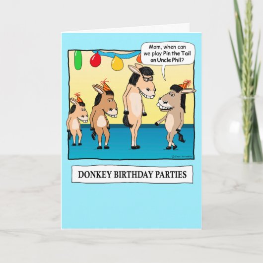 Funny Pin the Tail on the Donkey Birthday Kaart (Voorkant)